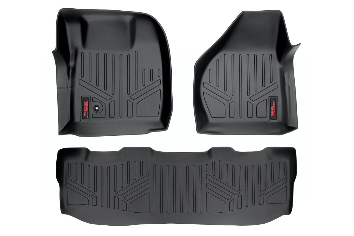 Ford F-250 Super Duty Floor Mats - Front + Rear - Rough Country - Crew Cab - '08-'10